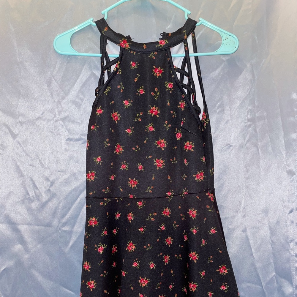 Black, knee length, thin summer dress